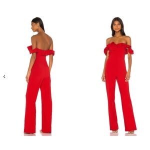 Likely Miller Off the Shoulder Jumpsuit - Red  - Size 14